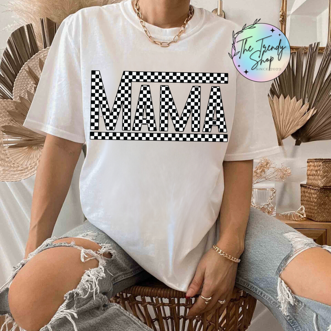 CHECKER MAMA TEE OR CREW