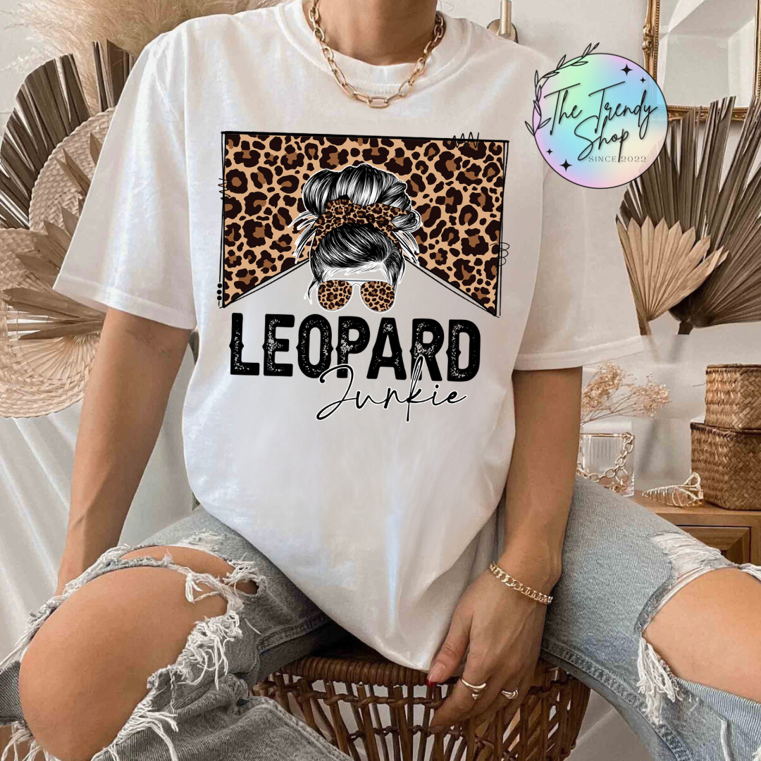 LEOPARD JUNKIE TEE OR CREW