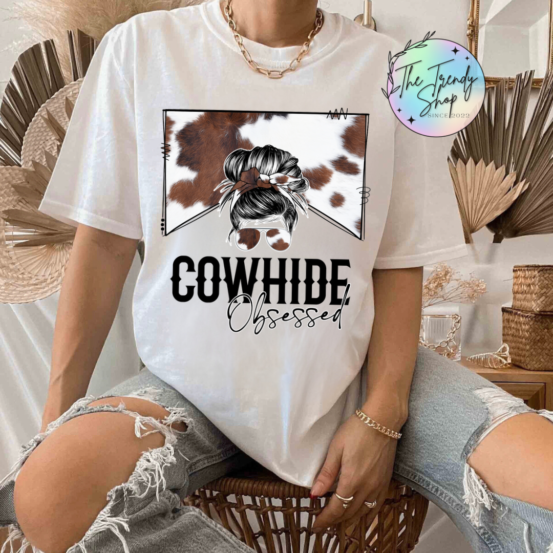 COWHIDE OBSESSED TEE OR CREW