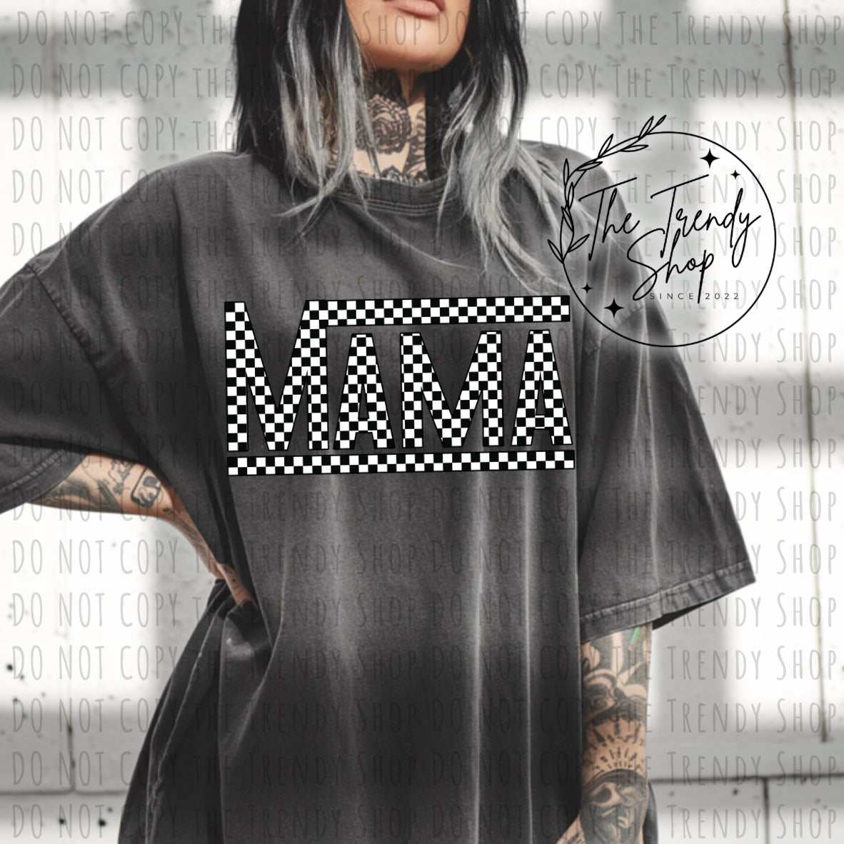 MAMA CHECKER PRINTED COMFORT COLOR TEE