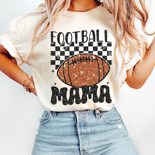 FOOTBALL MAMA CREW OR TEE