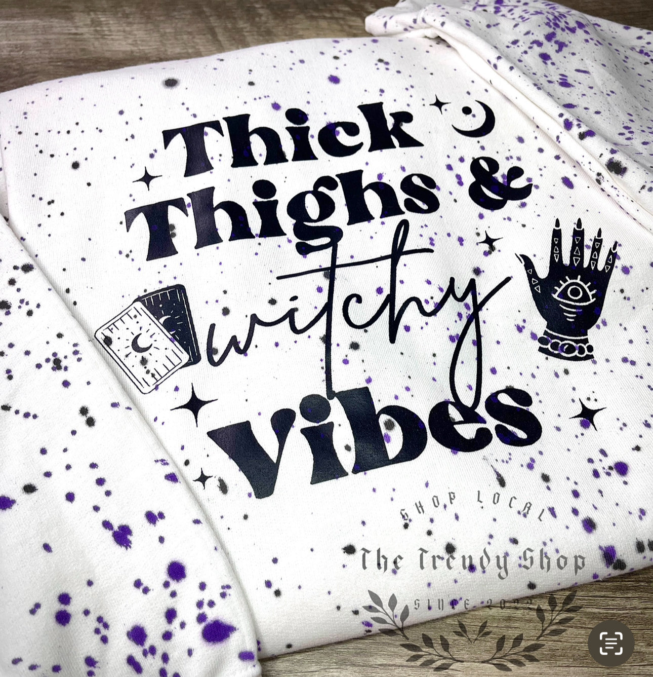 THICK THIGHS & WITCHY VIBES (BLACK LOGO) TEE OR CREW