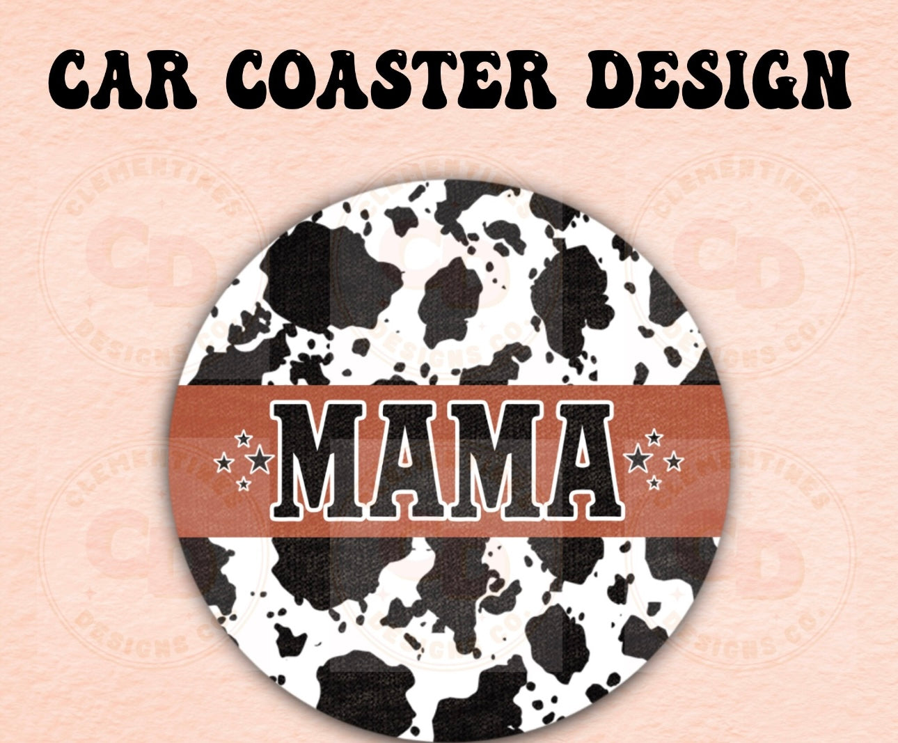 COW PRINT MAMA CUP COASTER SET