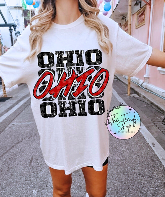 OHIO STATE PRINTED CREW OR TEE