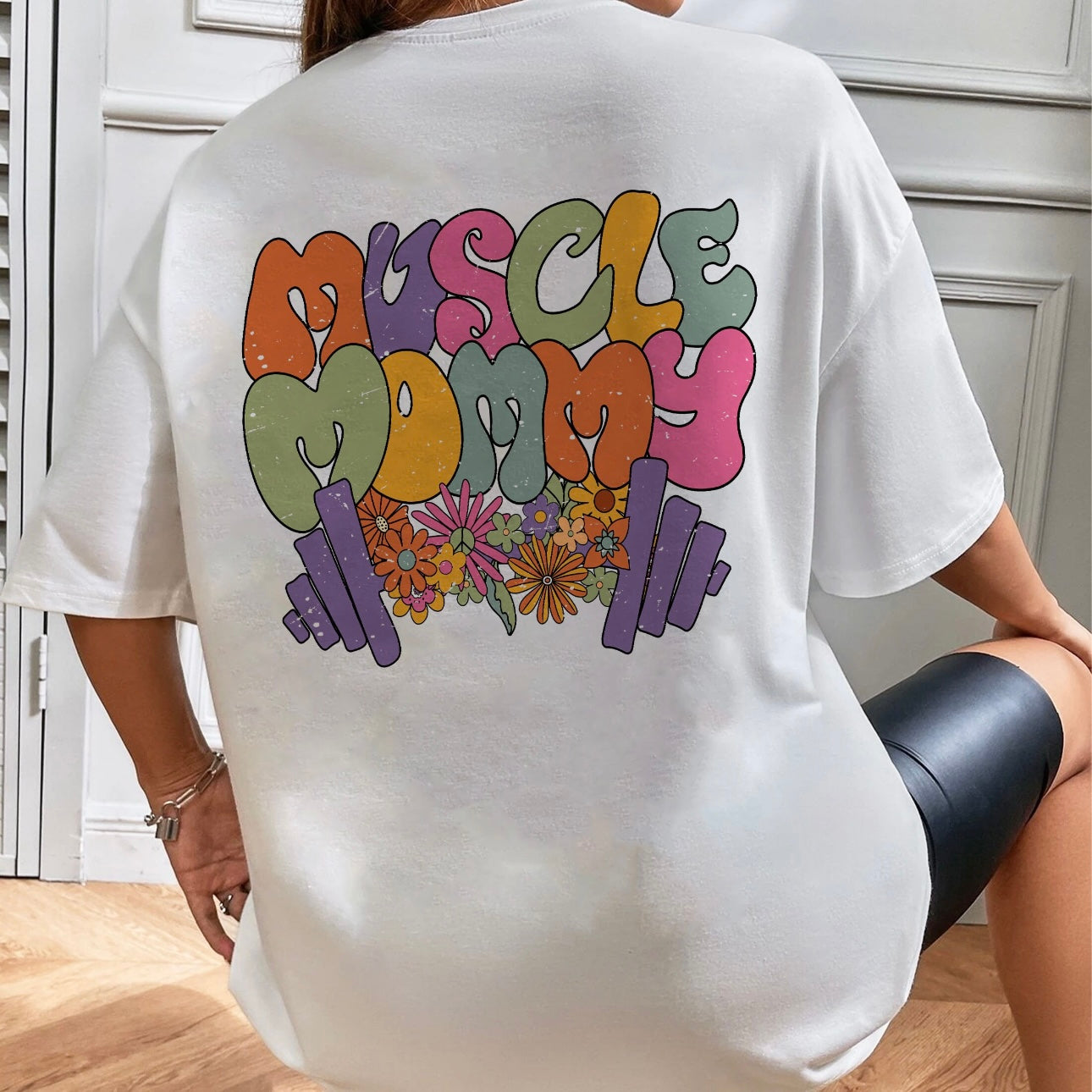 FLORAL MUSCLE MOMMY GYM TEE OR CREW