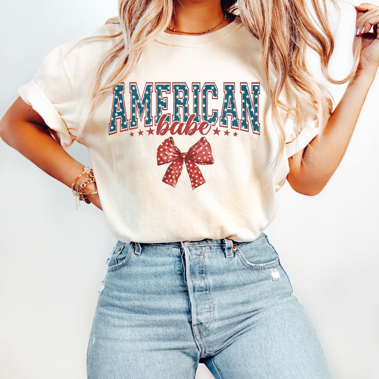 AMERICAN BABE TEE OR CREW