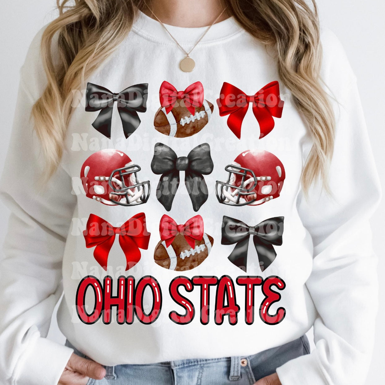 OHIO STATE PRINTED CREW OR TEE