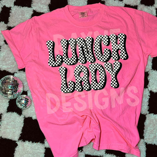 RETRO CHECKER LUNCH LADY TEE