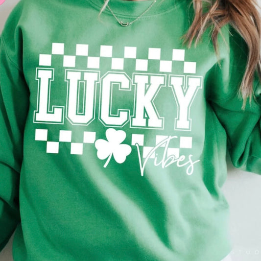 LUCKY CHECKERED TEE OR CREW