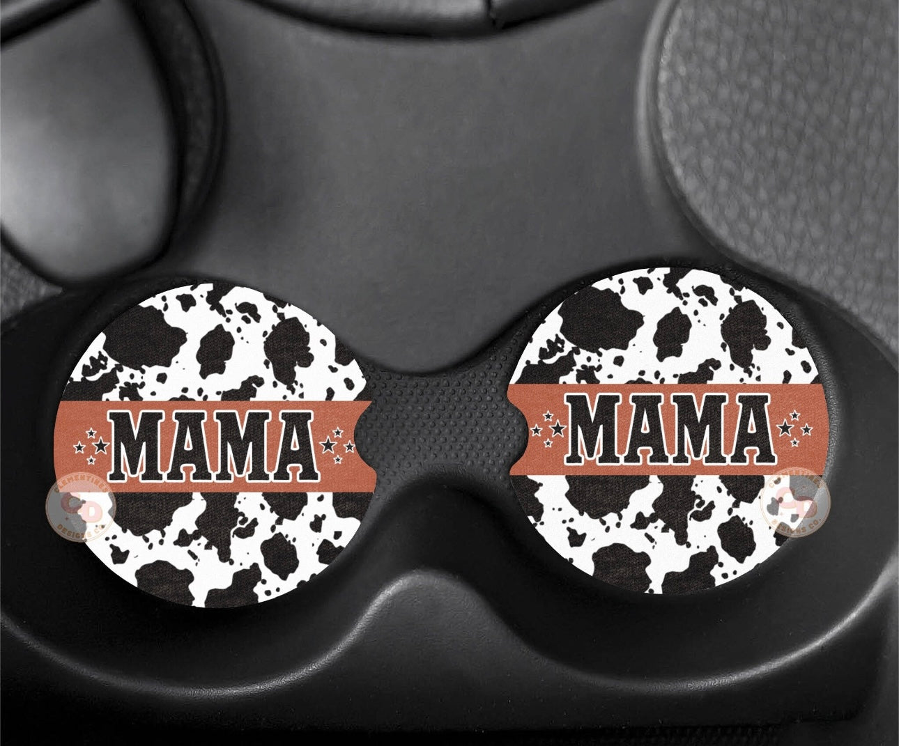 COW PRINT MAMA CUP COASTER SET