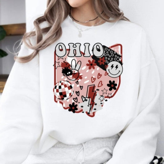 OHIO STATE PRINTED CREW OR TEE