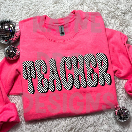 RETRO CHECKER TEACHER TEE