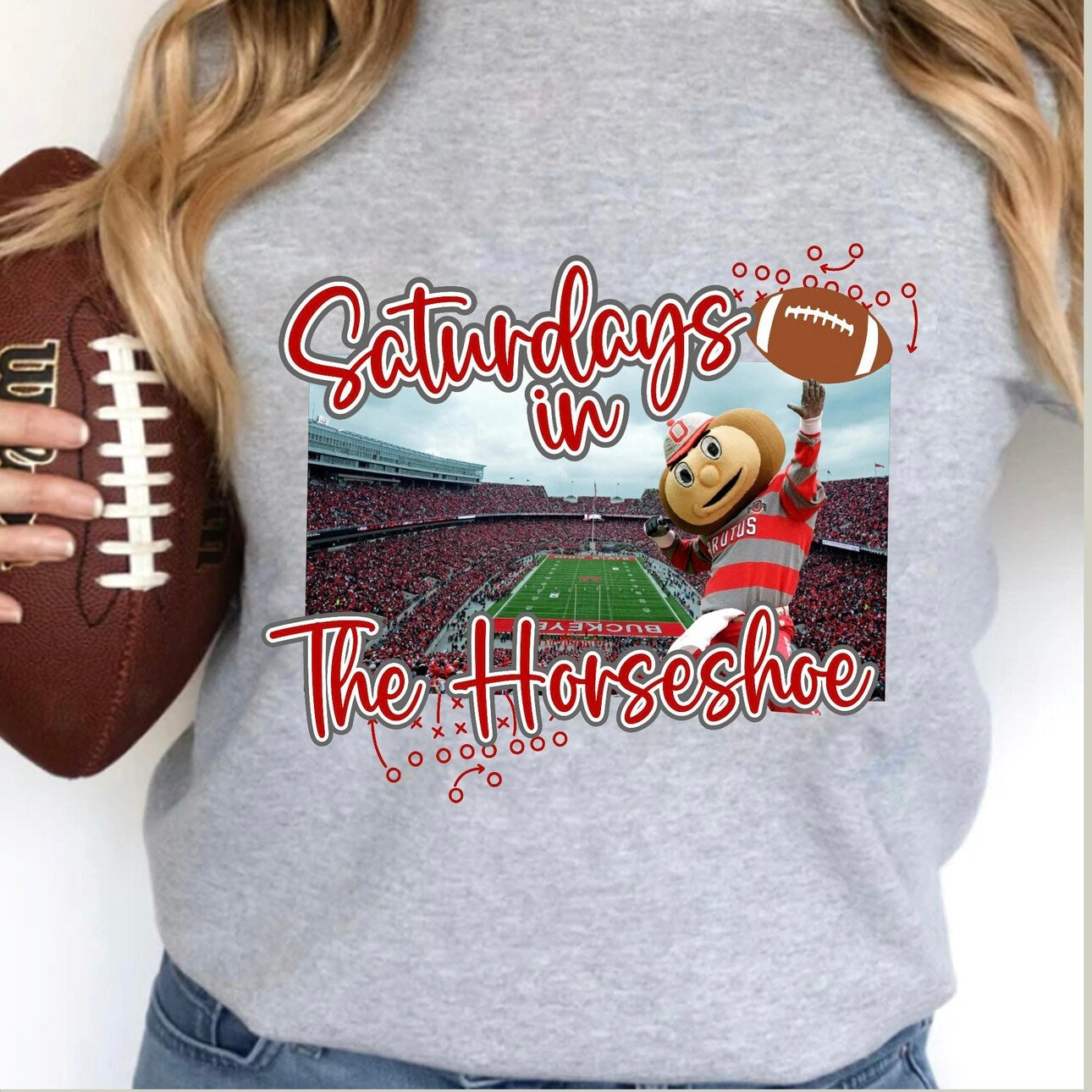 OHIO STATE PRINTED CREW OR TEE