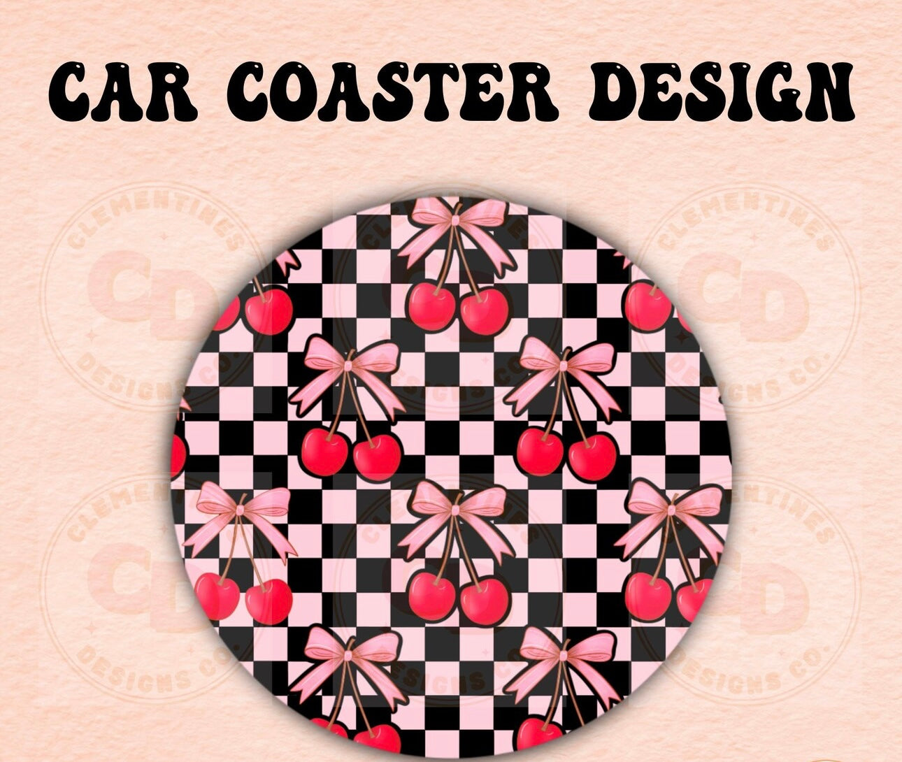 CHERRY CHECKER CUP COASTER SET