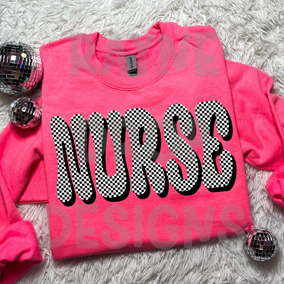 RETRO CHECKER NURSE TEE