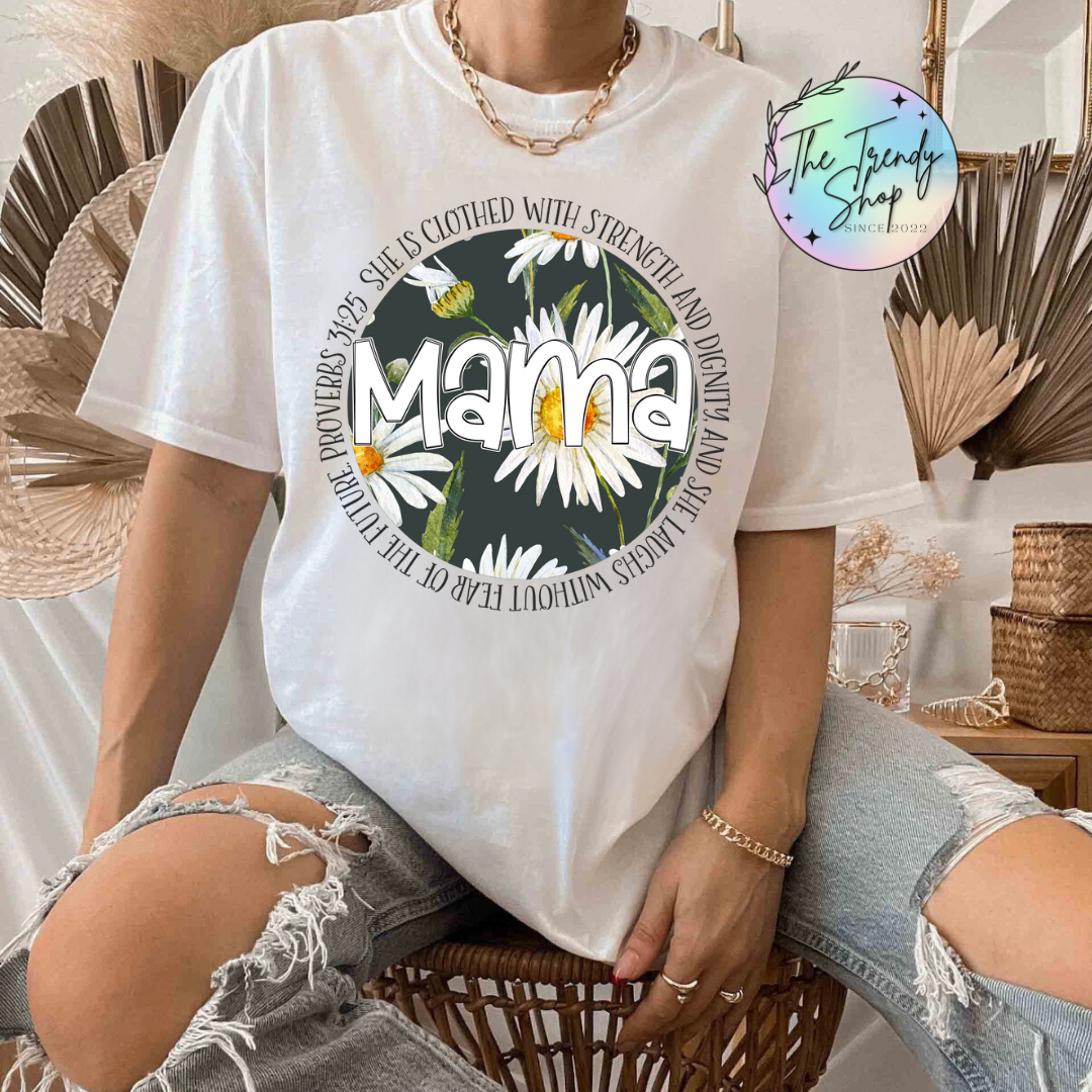 MAMA FLORAL TEE OR CREW