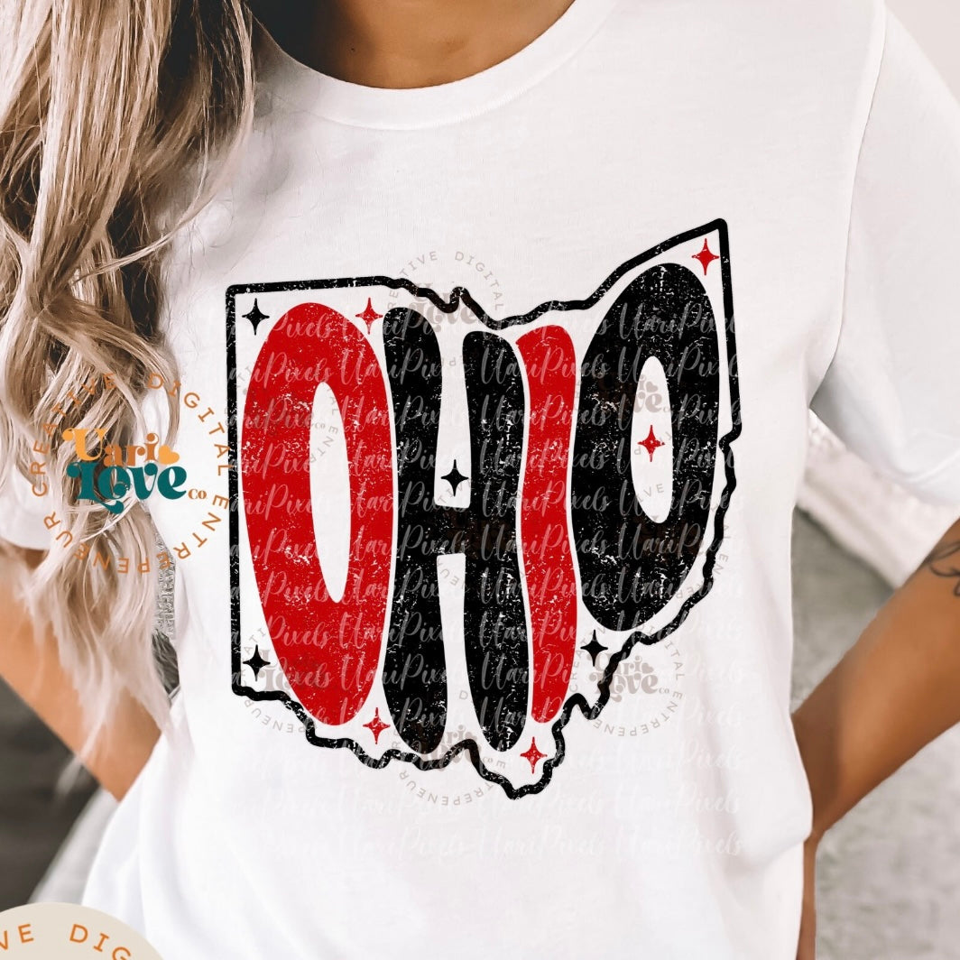 OHIO STATE PRINTED CREW OR TEE