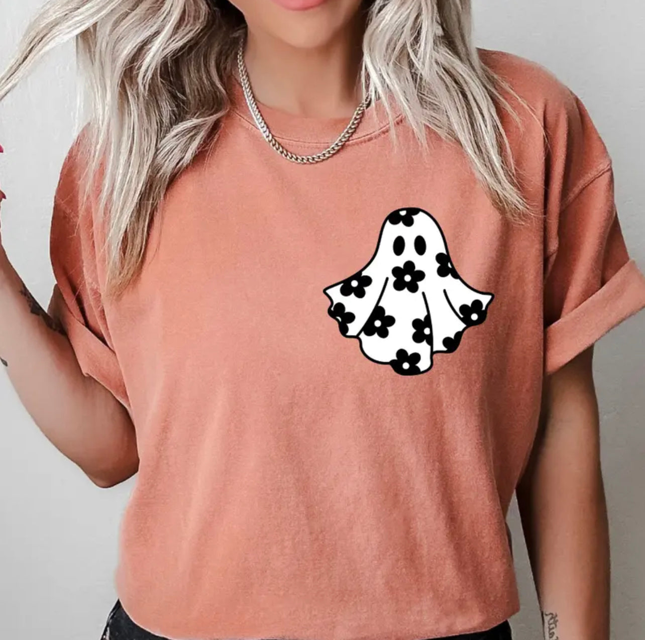 FLORAL POCKET GHOSTY COMFORT COLOR PRINTED TEE