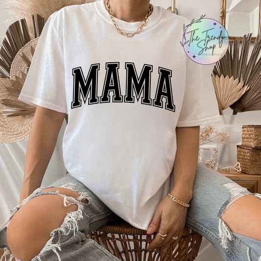 BLOCK LETTER MAMA TEE OR CREW