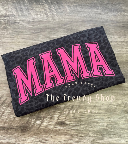 MAMA LEOPARD HOT PINK TEE