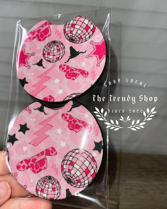 PINK WESTERN CUP COASTER SET