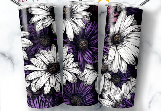 WHITE PURPLE FLOWER CUP