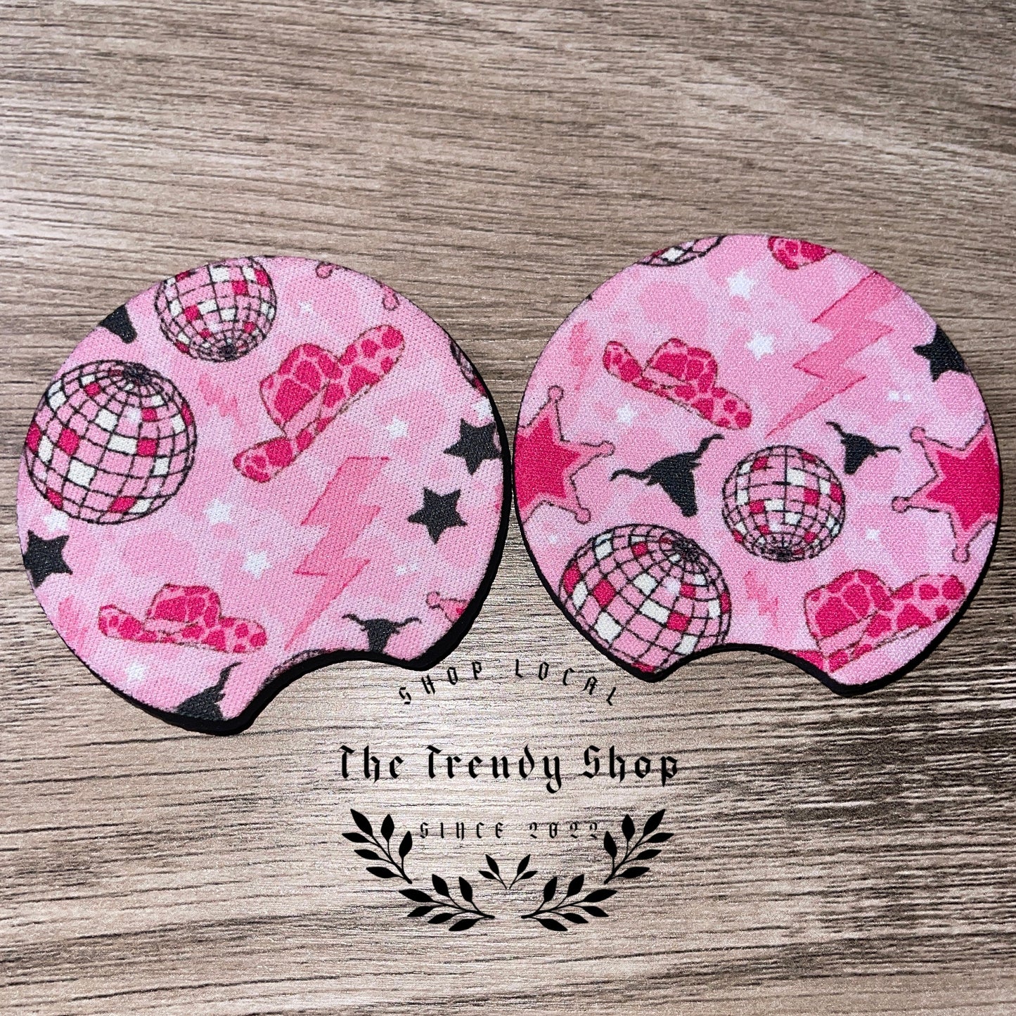 PINK WESTERN CUP COASTER SET