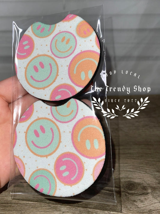 PASTEL SMILEY CUP COASTER SET